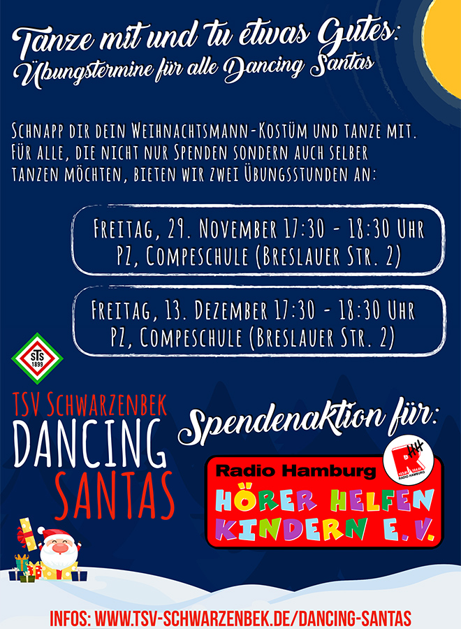 Poster Mittanzen Dancing Sanstas des TSV Schwarzenbek für Hörer helfen Kindern