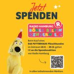 Introbild Futterhaus-Plüschhund für Hörer helfen Kindern