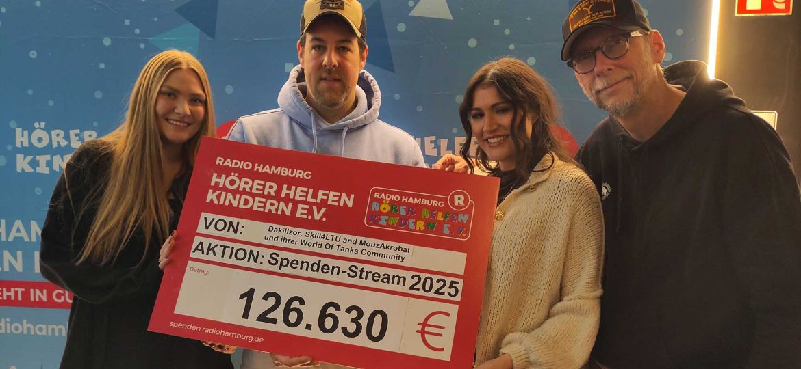 Introbild Danke für World of Tanks Spendenstream 2025 für Hörer helfen Kindern